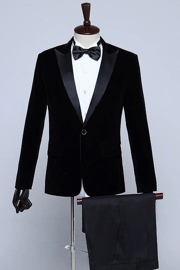 Blazer de smoking en velours noir pour hommes